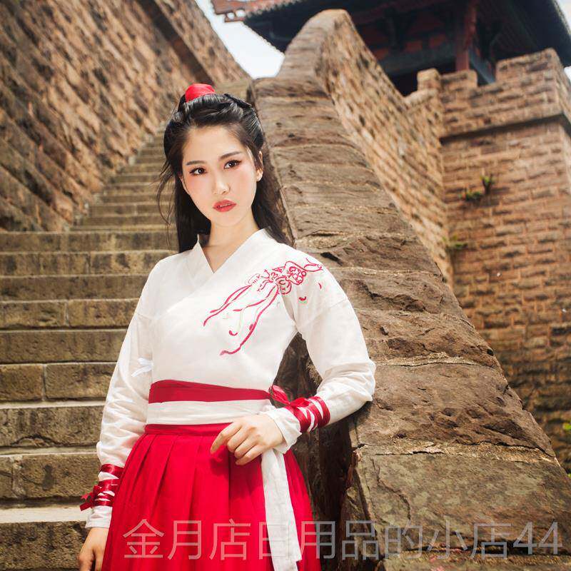 高档古装汉服女国中风良改汉元素日常学生仙飘逸超齐胸襦裙唐制演