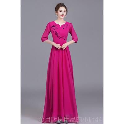 高档中老年妇女康塔表演装长裙，红歌指挥朗塔诵，舞台比赛服，中