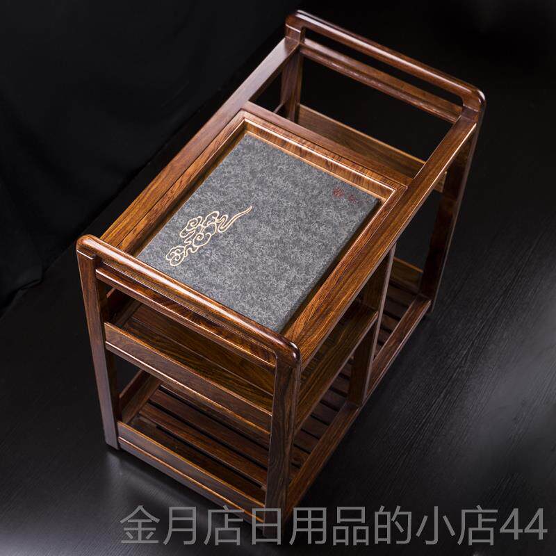 高档汇享花梨木茶车乌金石桌实木可移动轮茶台水柜茶套盘整套茶具