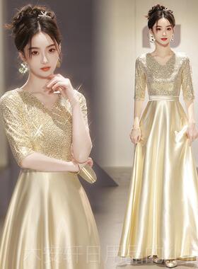 正品黑色晚礼服装大合服唱团演出女长裙表演成宴人主指挥舞持台比