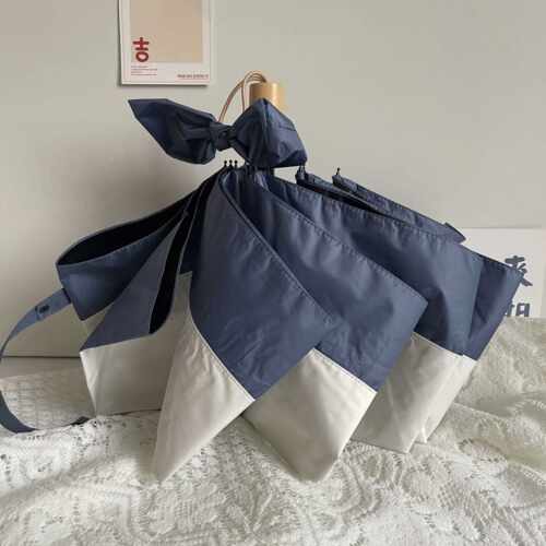 正品msho三 超日系温柔爱拼接！ins自动折晴雨两用遮阳可携式雨黑