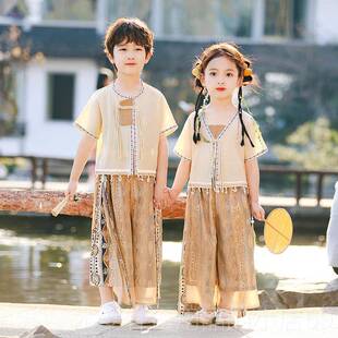 正品六服一国风汉服少民中族儿童服装男女童舞蹈表演合唱数朗诵演