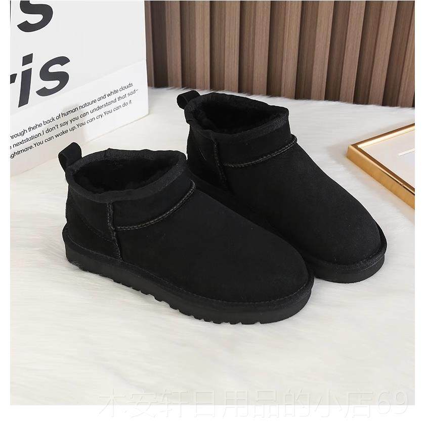 正品款周冬雨同款雪地靴男女同款短筒羊皮毛保一0体224新防滑暖棉