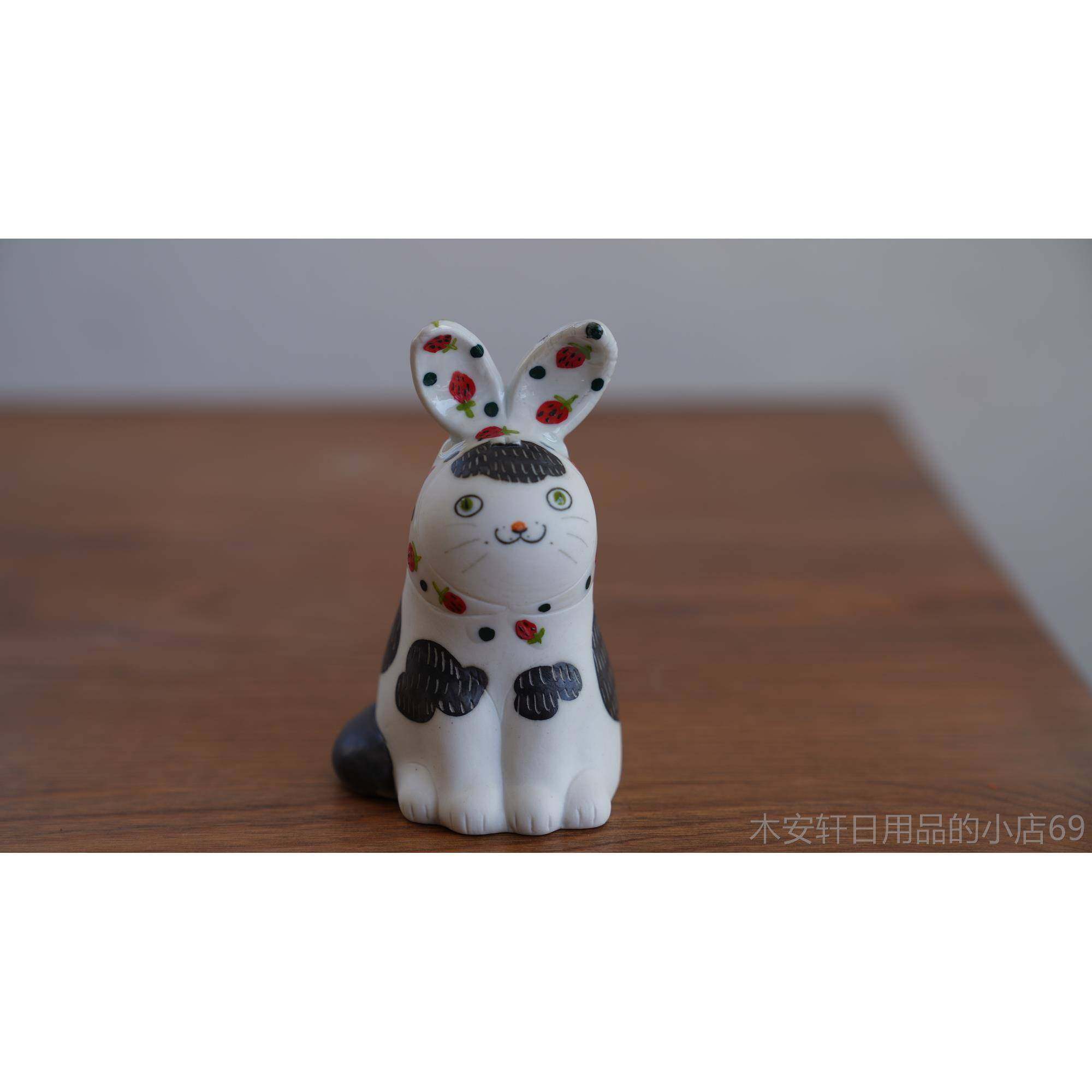 正品兔女郎喵 猫咪 茶宠摆件精品家 居金刻绘手作 陶瓷 描原 创设