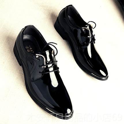 正品发型师皮春季韩版夜场鞋子男头英伦潮鞋流休闲尖亮系带面男鞋