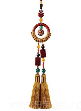 正品采坠购产品汽车吊坠，民族风的红色檀安全香汽格车吊，手工包