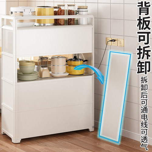 厨房置物架多层落地防尘剩菜收纳储物柜式碗碟锅具带门橱餐边柜子