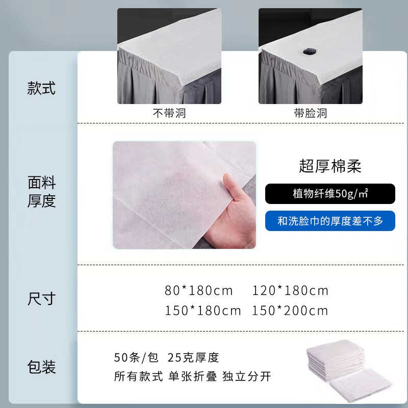 加厚美容单美容院按摩洞床垫防水专用洞开床带一次性防油床单