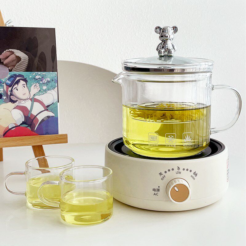 新款可加热可煮电炖玻璃杯家用高硼硅养生杯套装办公室花茶电陶炉