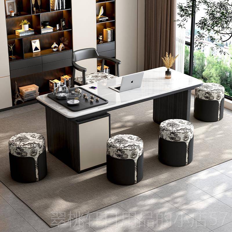 正品意式简岩板茶桌组合现代轻客厅家用阳椅台小户型极奢茶几简约