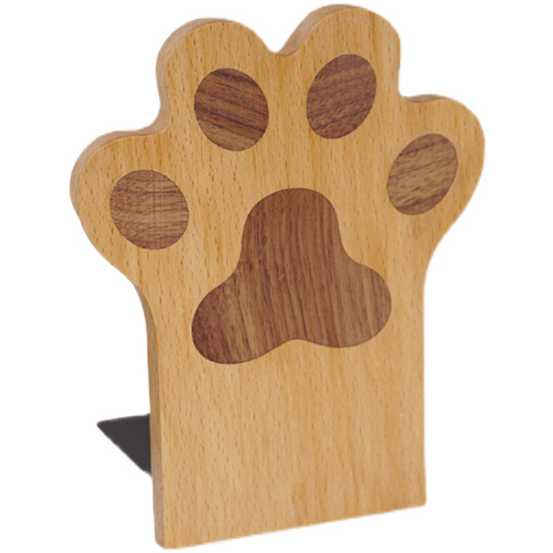 实木猫爪书立 创意黑胡桃木书档桌面书靠书夹学生用可爱书架书撑