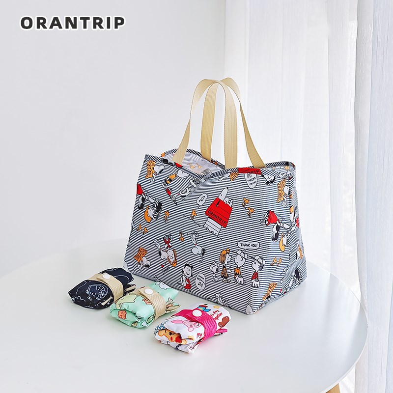 日系轻便可折叠饭盒袋手提手拎布包卡通可爱学生上班族带饭宽底布