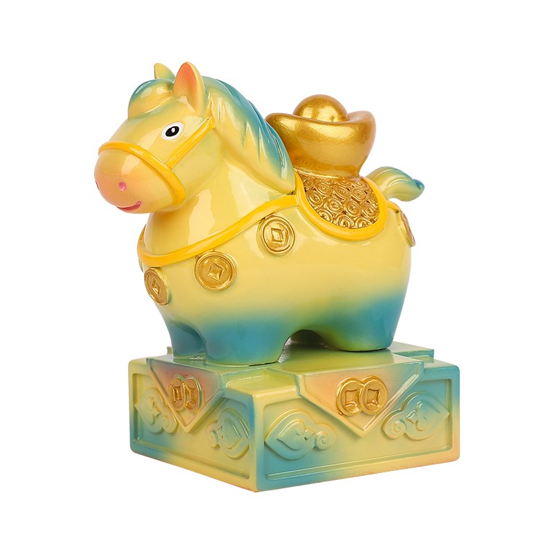 玉玺小马汽车摆件国潮风车内饰品创意车载中控台装饰用品20新款