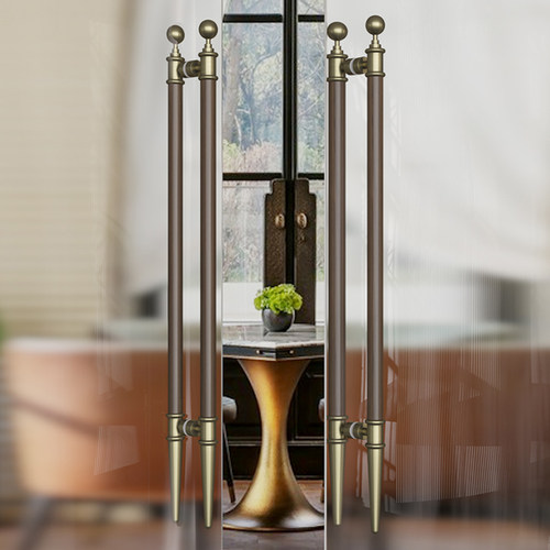 极简无框玻璃大门拉手不锈钢黑色大拉把双开实木门把手定制铝合金