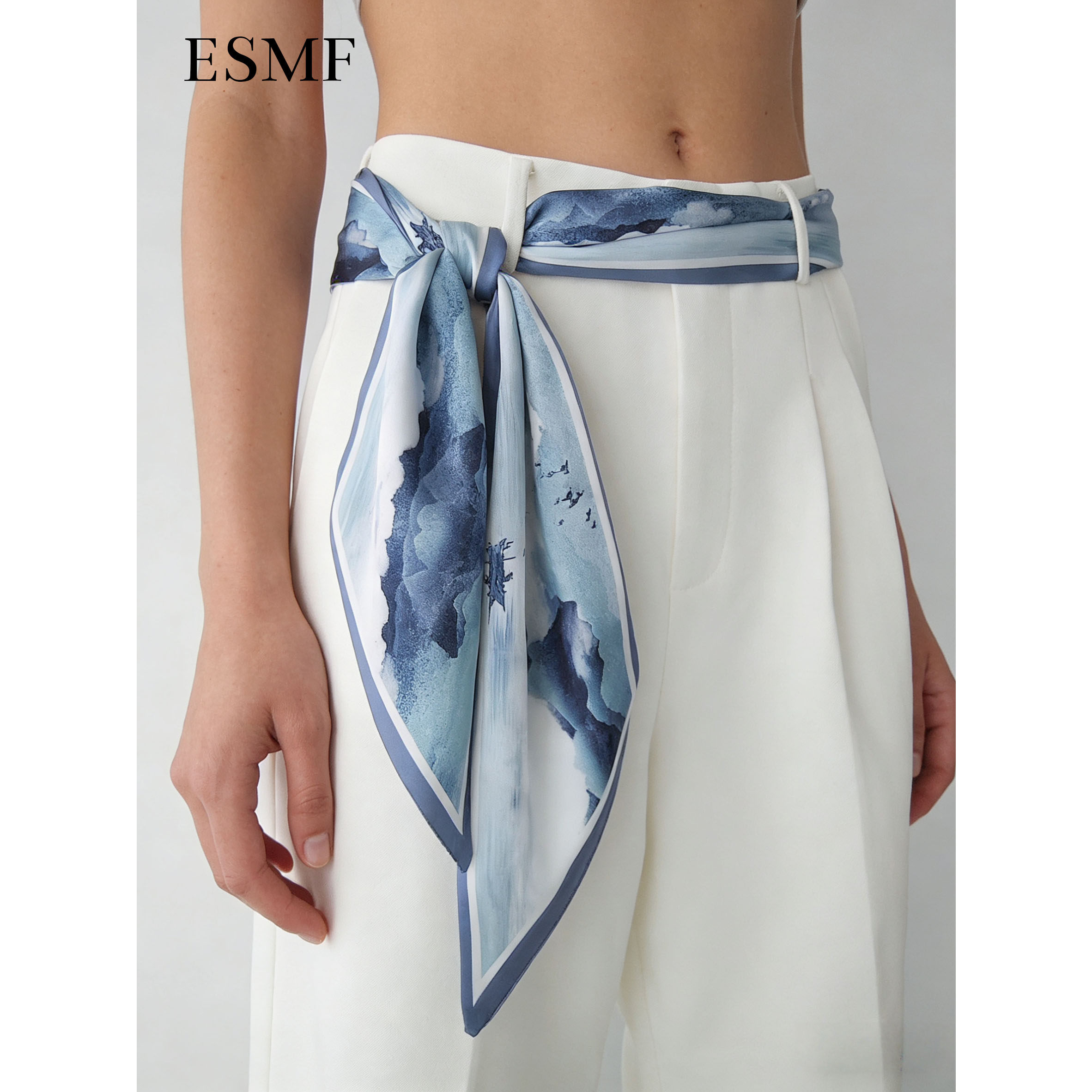 ESMF小长条丝巾腰带女2026新款配牛仔裤子腰巾飘带高级感丝带脖饰