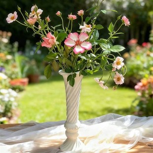 细羽花瓶 饰 陶瓷花瓶23cm鲜切花摆件艺术浮雕干花工艺品家居装