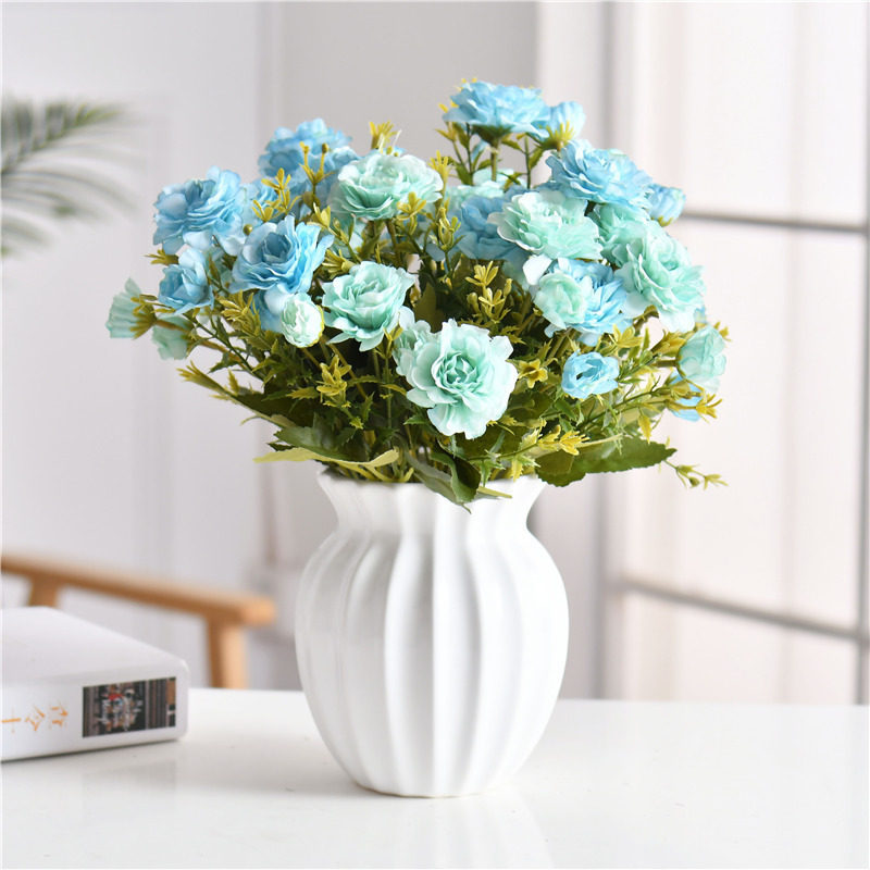仿真花玫瑰套装花艺假花装饰花绢花餐桌茶几摆设摆件客厅餐桌插花