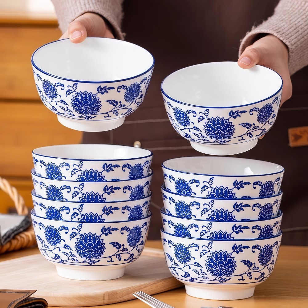 5英寸青花瓷碗釉下彩吃饭碗面碗米饭家用陶瓷餐具加厚大号高颜值