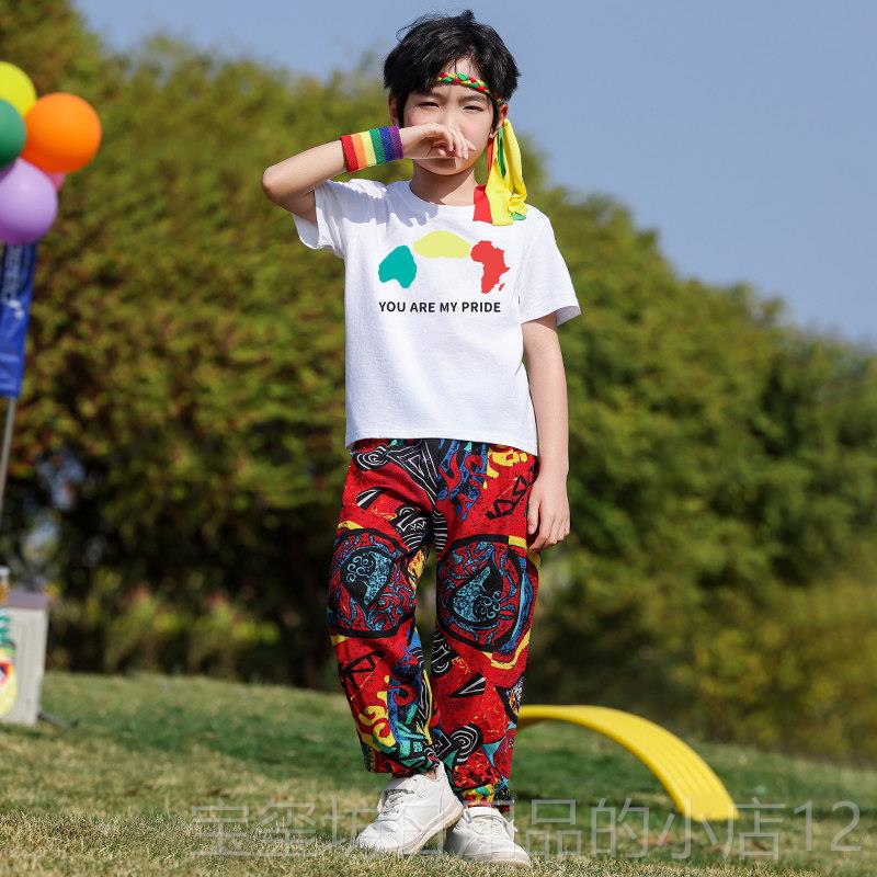 高档儿童运非洲鼓演出服演民族风女童表服套装动会男啦啦队舞蹈服