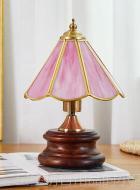 高档法式花台朵台灯Muran复古琉璃卧床头客室厅灯北欧装饰乡村小