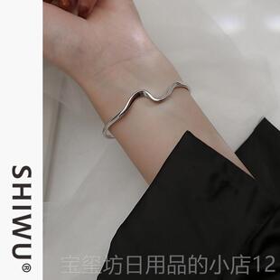 高档悟银饰莫比乌斯银饰手镯n女纯银轻年款手镯is小众设计镯子纯