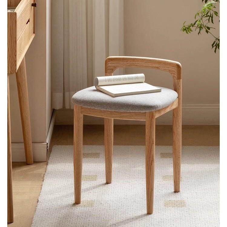 软座化妆凳子靠背小方凳卧室梳妆凳实木化妆椅