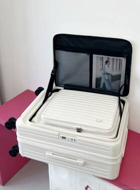 正品侧开口超大静容翻盖行李箱可C扩展2量0寸登机箱音拉杆箱女P旅