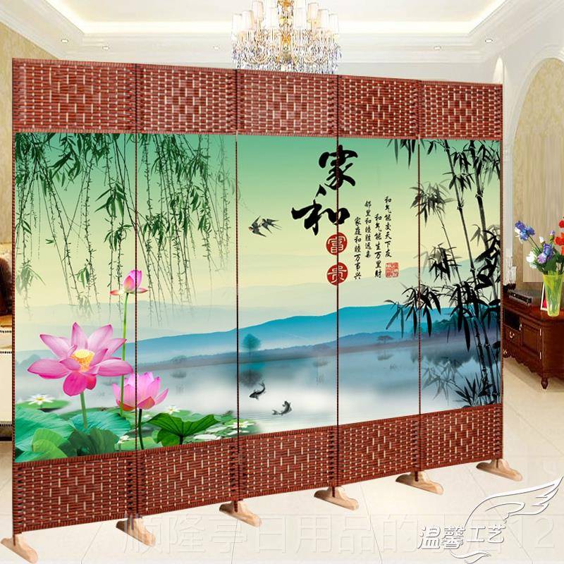 高档中式屏风简易折叠面现隔断墙客厅简约玄代移动关双布艺小户型