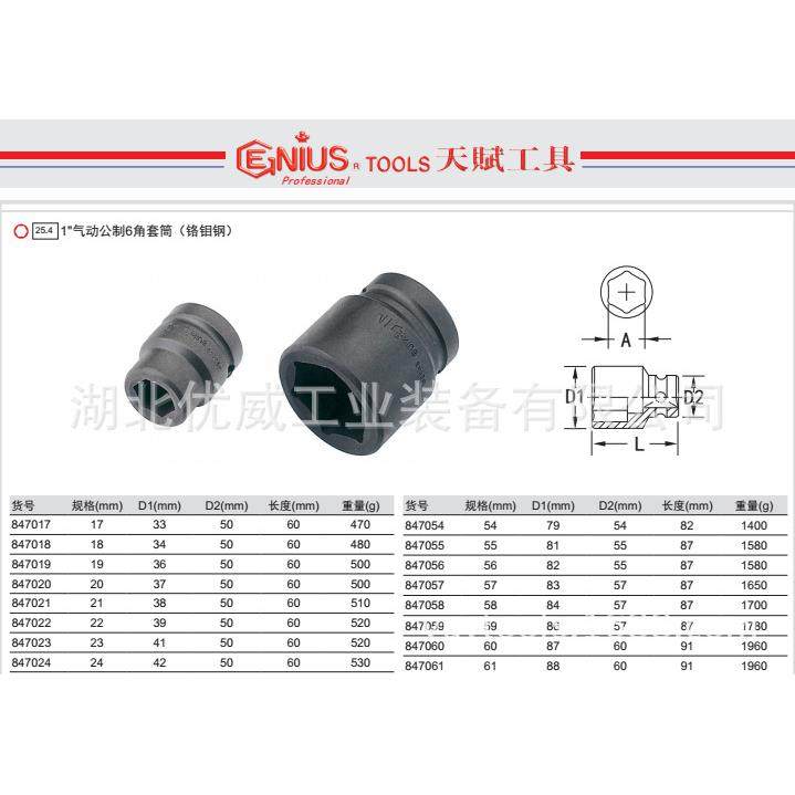 GENIUS天赋工具1″气动公制6六角套筒（铬钼钢847017-847110,鲜花速递/花卉仿真/绿植园艺,割草机/草坪机,淘宝优惠券,粉丝福利购,淘宝优惠卷