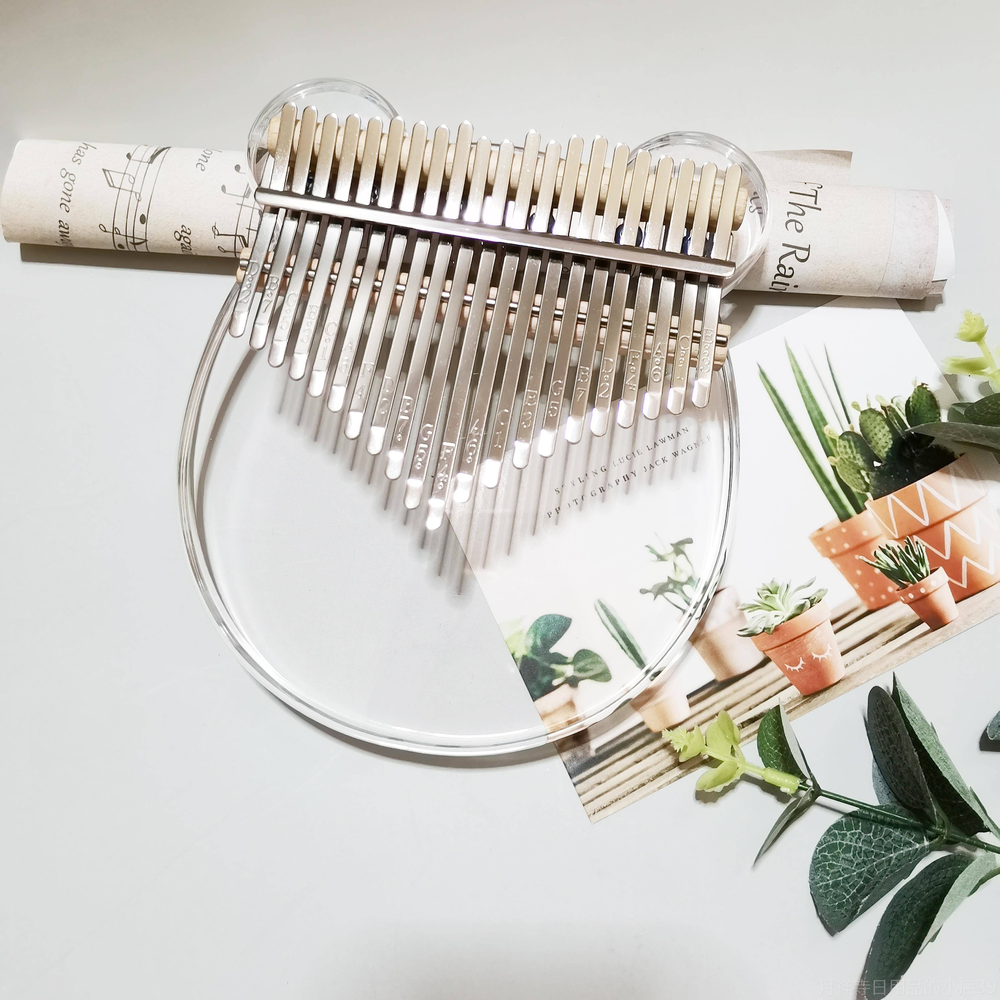 高档水1晶拇指琴21亚克力卡林巴琴儿童音乐器物7音礼初学者手指五