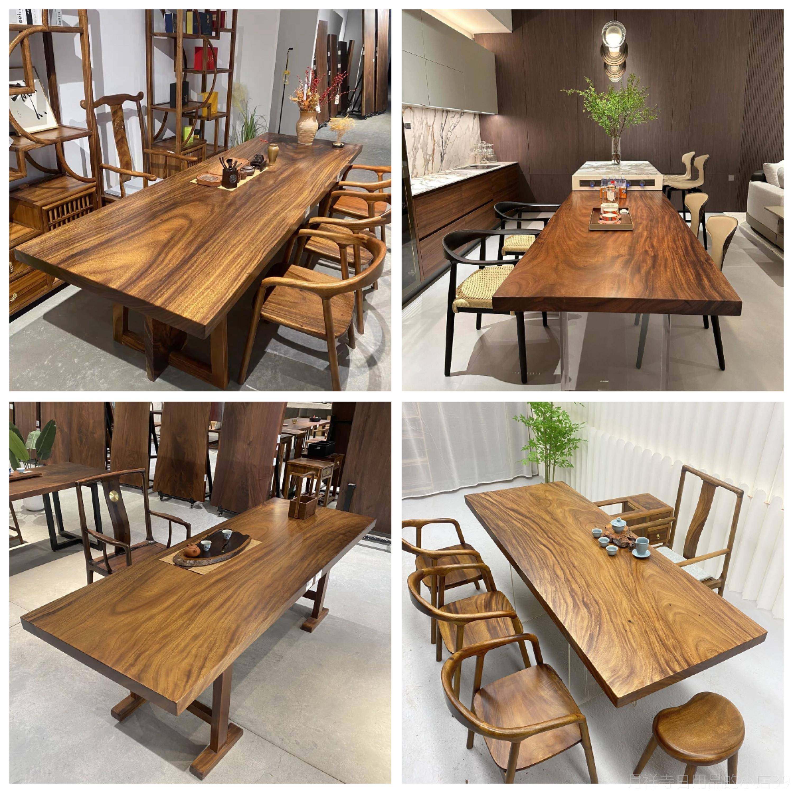 高档胡北美黑桃木实木板茶桌原木中岛台餐蜡桌椅奥坎大花梨白木书,商业/办公家具,大班台/主管桌,淘宝优惠券,粉丝福利购,淘宝优惠卷