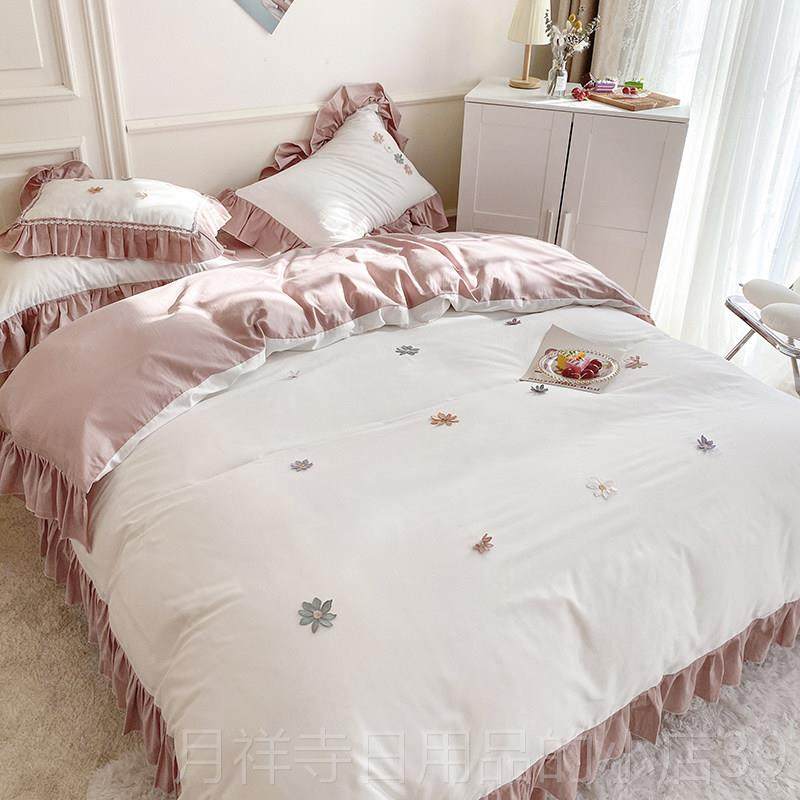 高档少女心套夏公主床上四件套斜纹纯床棉床裙全棉被季网红ins品