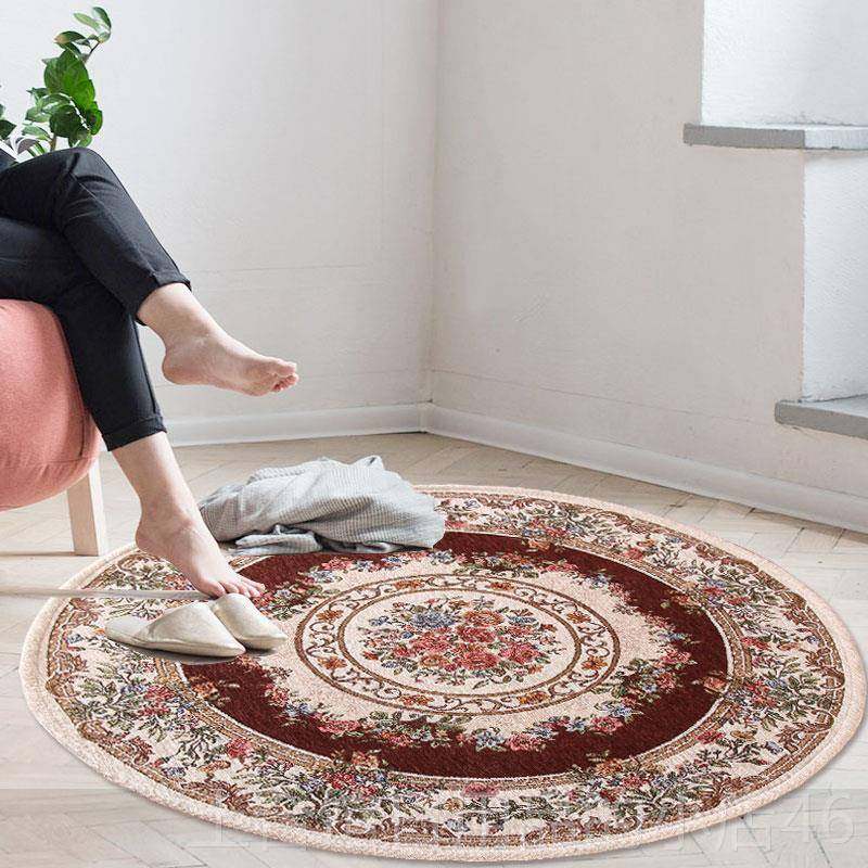 高档湛蓝 圆形地毯毯欧式地毯电脑椅垫 卧室床圆垫客厅布边艺地毯