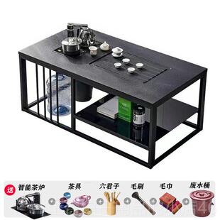 高档台烧石茶几岩板火功夫茶办公商用茶几现代简约家用茶烧水壶台