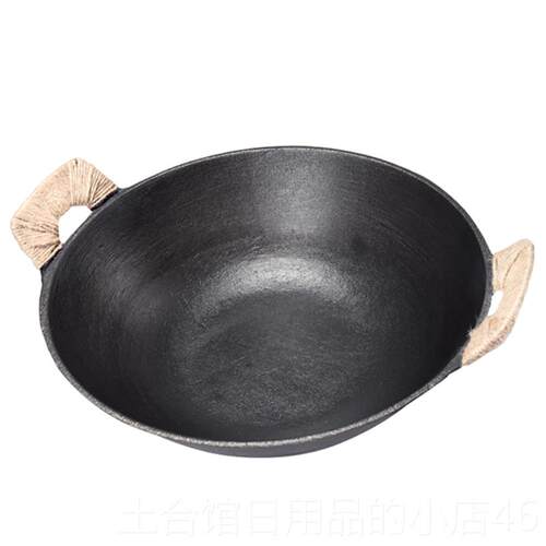 高档双耳铁传统老式铁生锅平燃底家用炒锅不粘锅无涂层电磁锅炉气