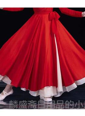 正品金晨步挂悬同款舞红色大摆裙儿童飘代逸裙古典现舞江表万演服