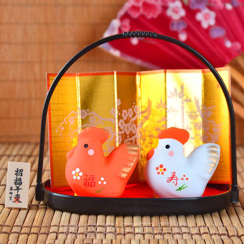 正品日本药师肖窑生鸡摆件平安财健品康生日招礼车载手绘进口日式