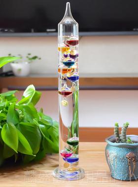 正品伽利略彩球物酒理悬浮温件度计柜客厅玻璃理摆学生物学创意礼