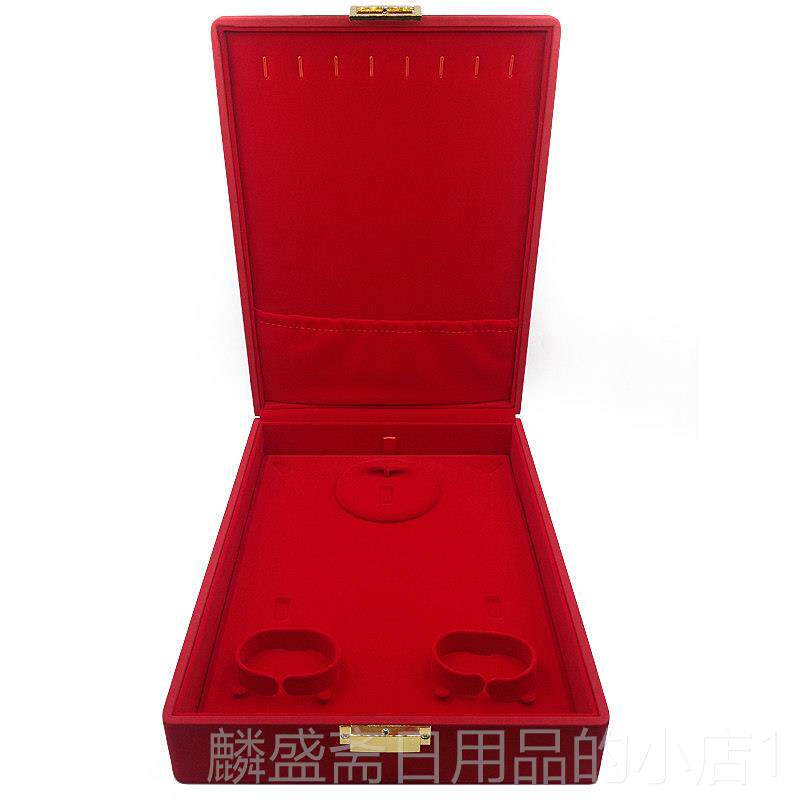 正品高端红色结装婚礼品嫁妆三金首饰盒黄金戒指镯项炼手件多套盒