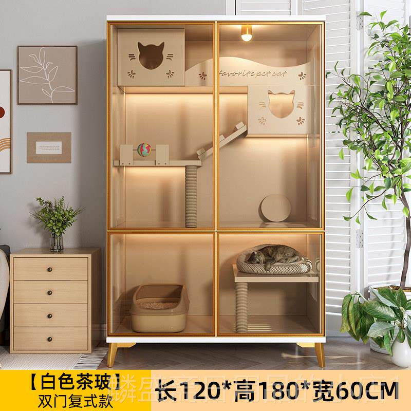 正品猫别墅猫猫柜用室屋内超大自由空间猫舍猫豪华三窝层实木猫家
