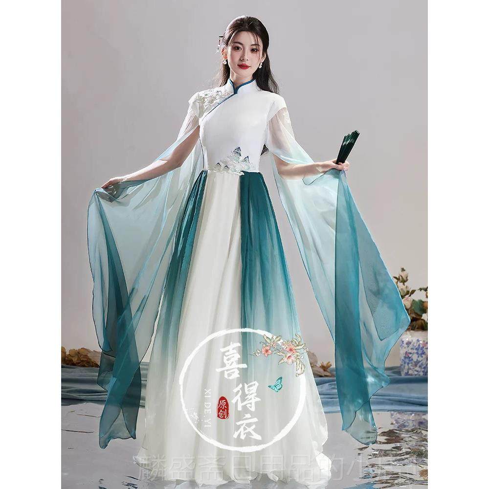 正品艺中国风气大古筝演出服女红色琵琶二胡独奏礼服学生考弹民乐