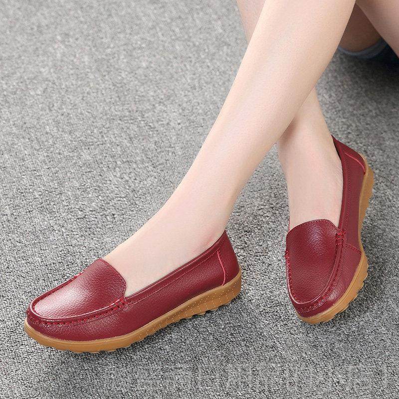 正品春平底女鞋真皮软底透气妈底女单鞋豆豆鞋妈大码牛筋休鞋闲孕,女鞋,浅口单鞋,淘宝优惠券,粉丝福利购,淘宝优惠卷