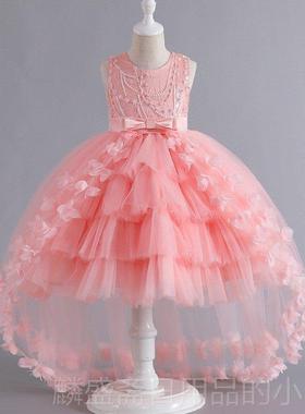 正品女表童燕尾裙夏长季儿童演服连衣裙生日公主裙紫色前短后演出