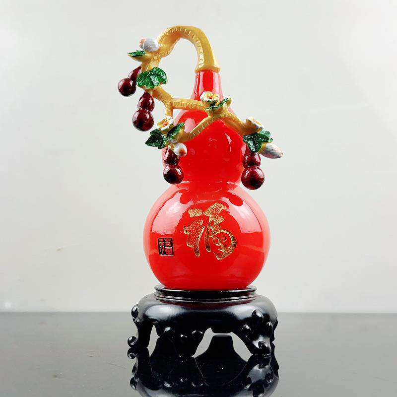 厂家直销树脂玛瑙色福气满满葫芦摆件创意客厅玄关电视柜摆件装饰