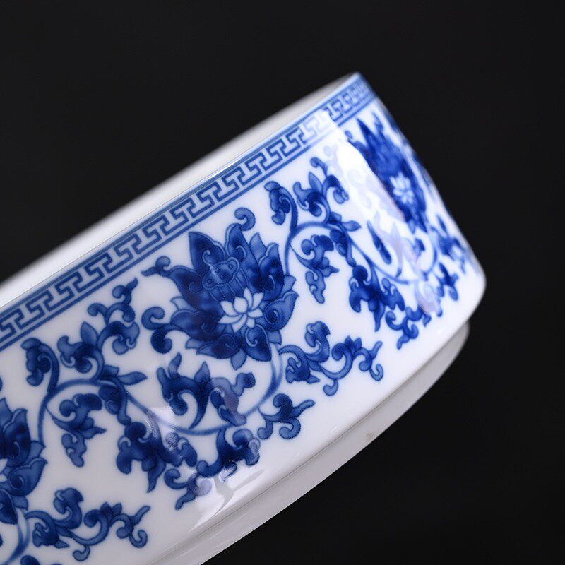 茶洗缸青花瓷大号陶瓷盆洗茶碗中式复古风功夫茶具家用茶道零配