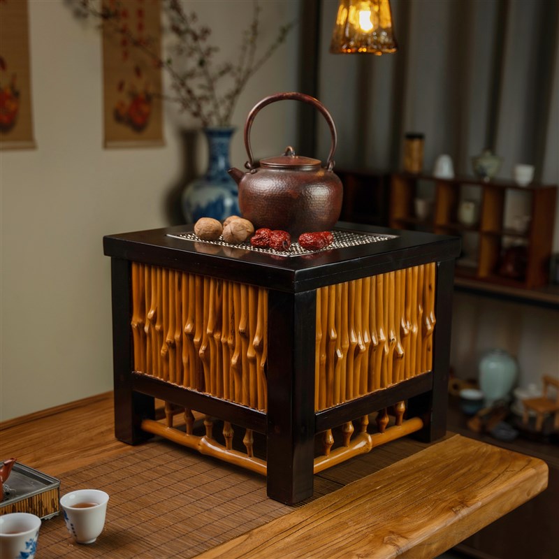 名家经典款围炉煮茶炉子铁壶温茶大号仿古煮茶炉耐高温筇竹材竹炭