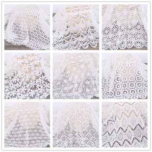 蕾丝欧根纱棉线窗幔桌布面料镂空花边半帘