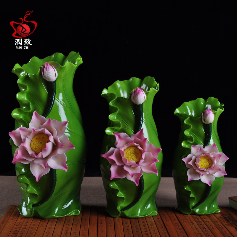 花瓶摆件客厅插花中式时尚创意家居陶瓷摆放花瓶桌面装饰莲花香筒