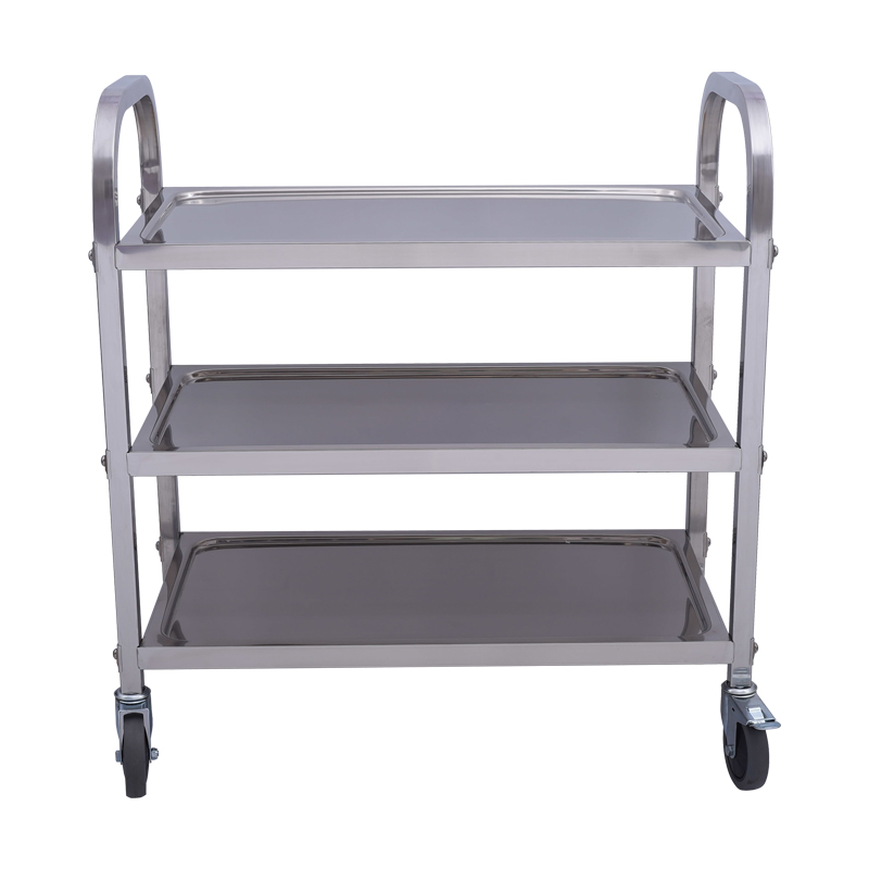 商用不锈钢餐车摆摊小推车餐厅收碗车酒店上菜加厚移动送餐手推车