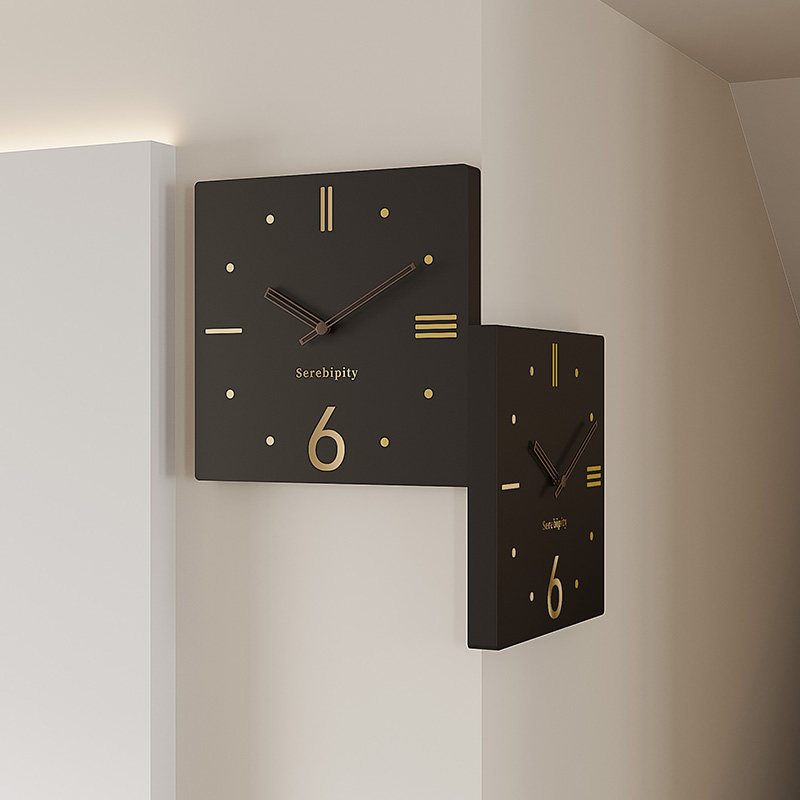 2023新款双面时钟创意挂表现简约客厅挂钟家用转角餐厅装饰钟表
